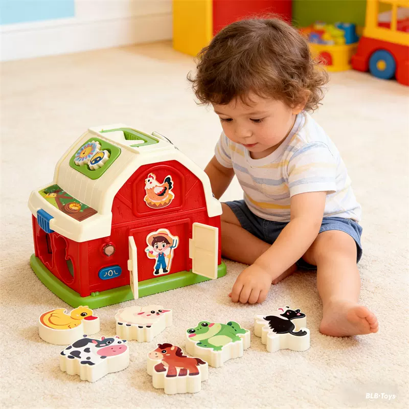 宝宝忙碌屋农场动物屋蒙氏早教婴儿专注力多面体配对动物认知玩具