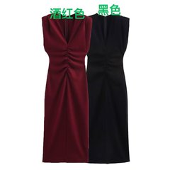 外国貿易リスト! 春夏新作欧米風女装ファッション気質ノースリーブスリムワンピース2371650