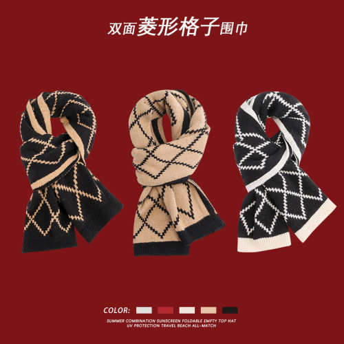 Winter scarf Christmas plaid versatile shawl student white wine red Korean style imitation cashmere scarf soft and warm