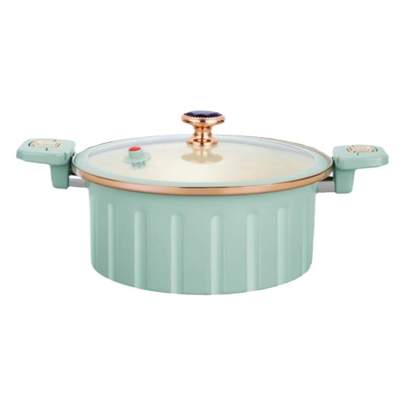 Nueva olla romana de dos colores profundización 8 litros de capacidad de micro-presión olla de sopa olla a presión multifuncional sartén antiadherente olla de doble oreja