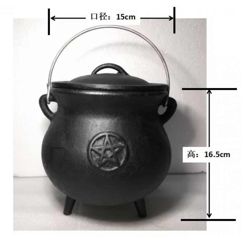 Olla de tres patas, hierro fundido, adornos retro hechos a mano, ollas en llamas, accesorios ceremoniales decorativos, formas geométricas chinas