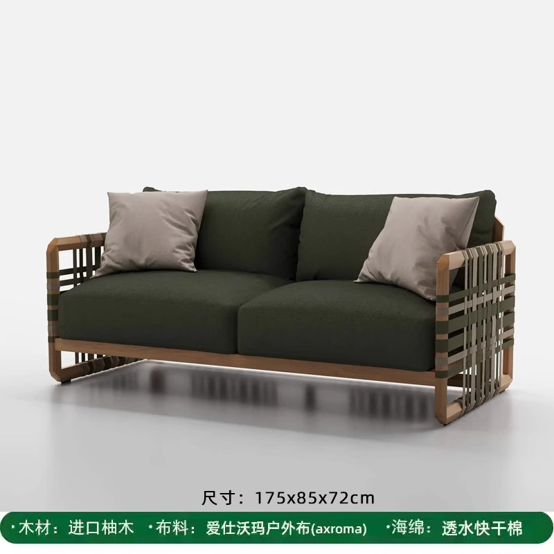Sofá de madera maciza al aire libre terraza villa de caña silla de ocio combinación mesa de té al aire libre jardín patio muebles de casa modelo