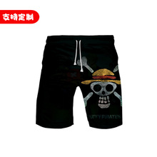 夏季厂家直销 日本动漫 海贼王 航海王 周边潮流3D沙滩短裤男款