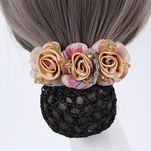 The same fabric, Korean version, Japanese and Korean silk yarn, simple flower mesh pocket head, flower top clip, hair accessories, high-end hair clip for mother