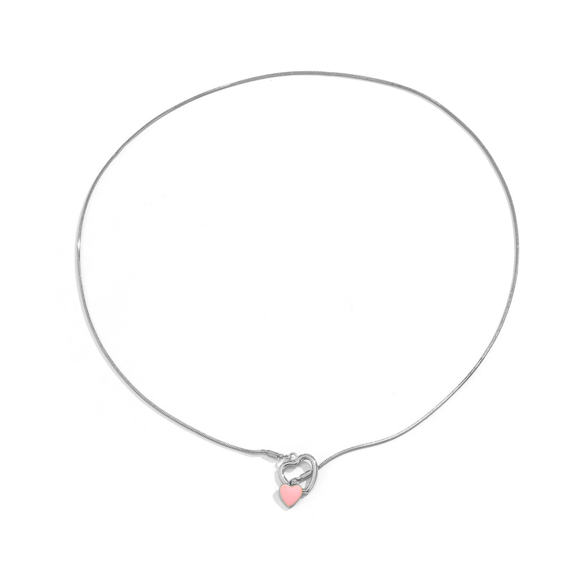 simple jewelry adjustable pull heart pendant alloy necklace wholesale