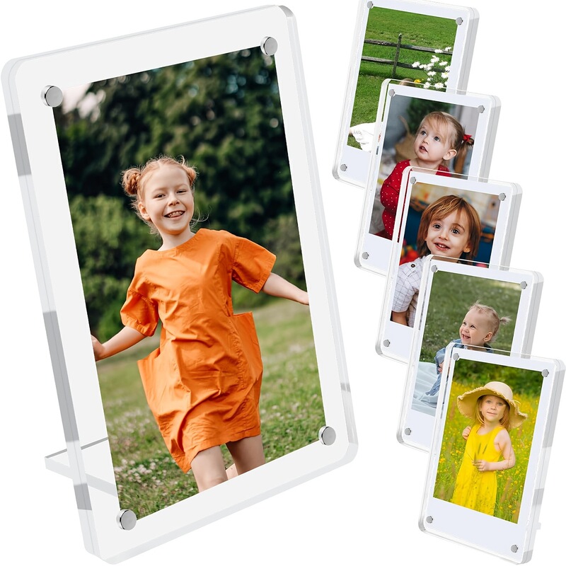 Acrylic magnetic photo frame is suitable for use in combination with refrigerator and tabletop photo frames, offering both vertical and horizontal display options Acrylic magnetic photo frame is suitable for use in combination with refrigerator and tabletop photo frames, offering both vertical and horizontal display options