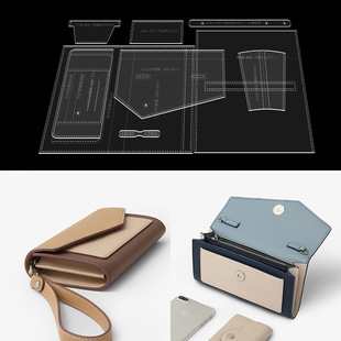 Clutch envelope wallet version drawings diy handmade leather shoulder bag acrylic paper pattern template