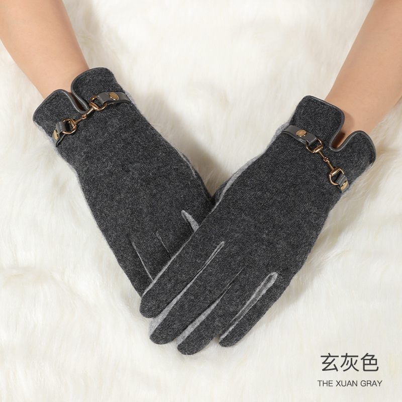 Otoño e invierno guantes de lana de felpa de estilo coreano lana de felpa a prueba de frío a prueba de viento forro de lana engrosada pantalla táctil guantes calientes