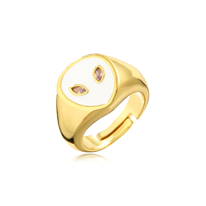 copper dripping oil alien shape open ring wholesale jewelry Nihaojewelry