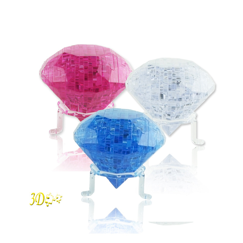 益智玩具 3D立体水晶拼图 钻石玫瑰爱心水晶积木拼装 外贸批发