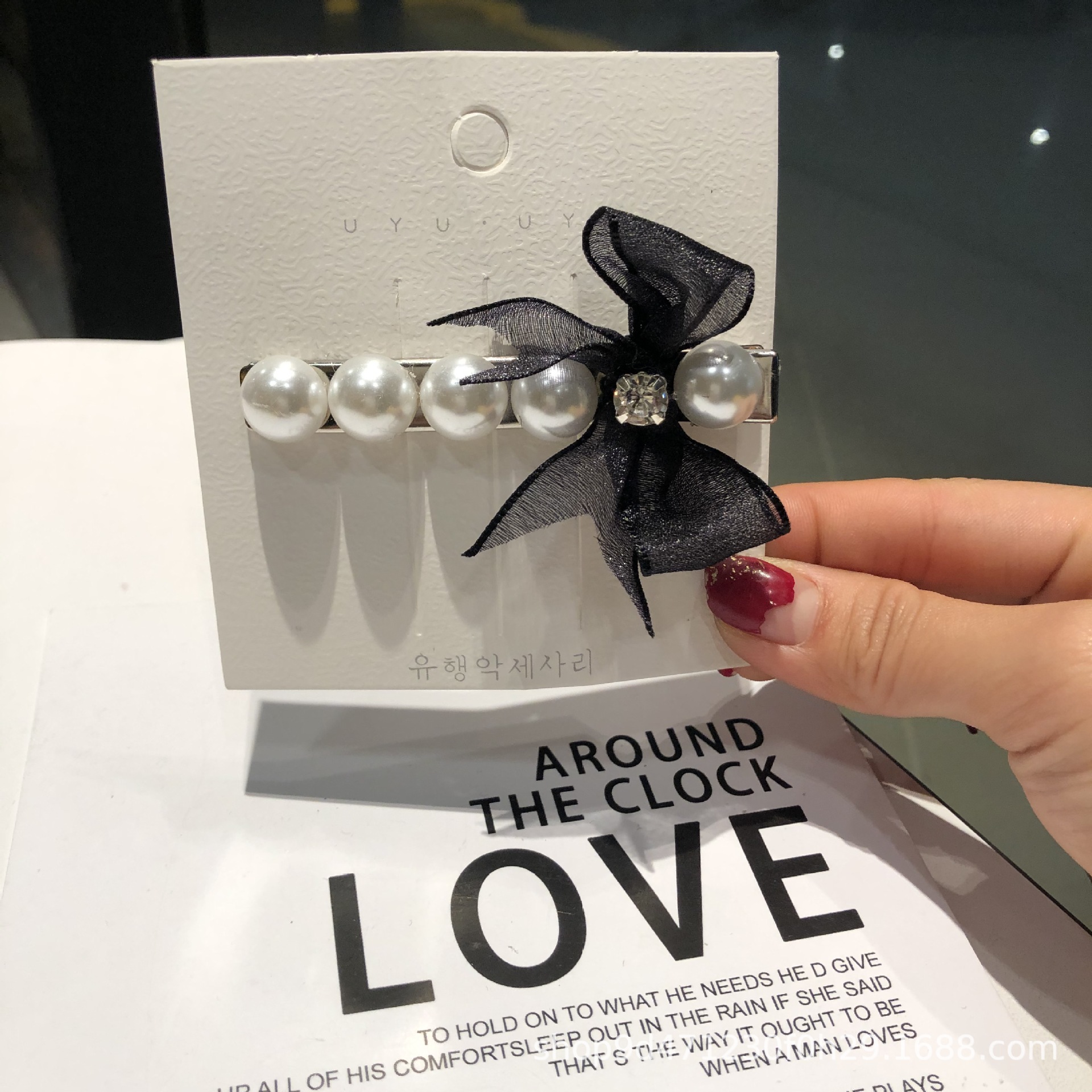 Japanese-style mesh pearl bow hair tie hair clips, sweet and versatile hair bands, soft girl hair accessories, headwear clips, duckbill clips pic 10