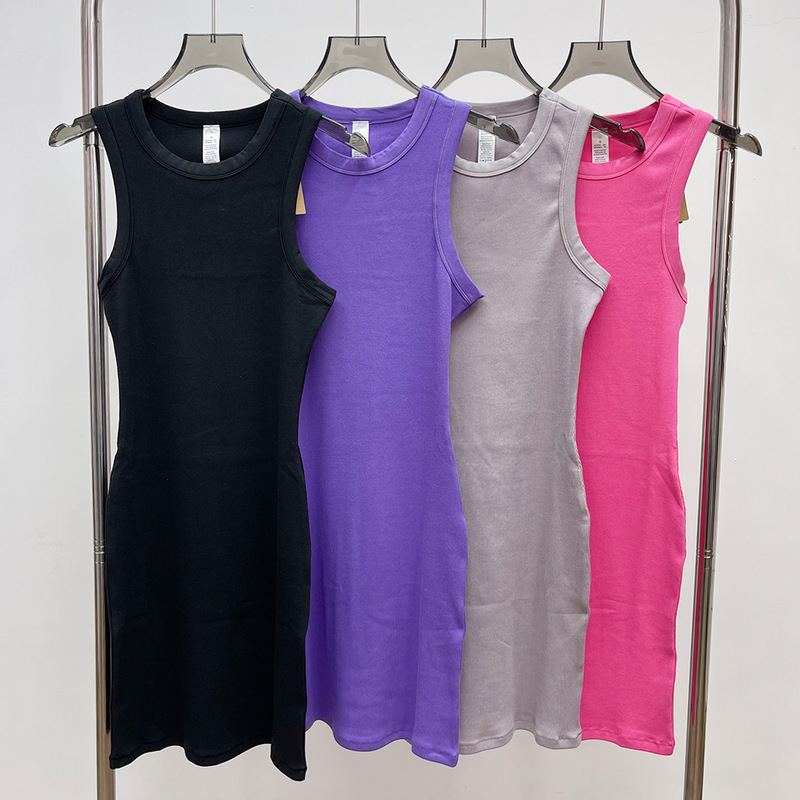 Skims 同じスタイル COTTONRIB レディース ワイド ショルダー ストラップ ベスト ヒップ カバー ドレス TANKDRESS スカート セクシー|undefined