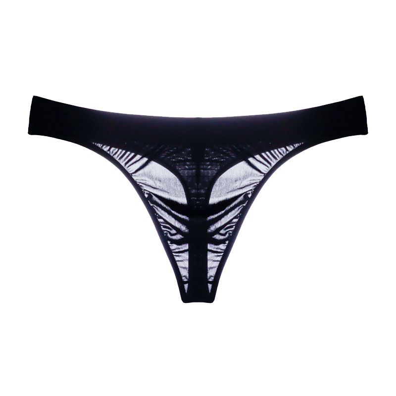 Ice Silk See-Through Comfortable Men's Underwear Thong Mid-Waist Elastic Breathable Invisible Large Pouch Wide Waistband for Gay Men Ice Silk See-Through Comfortable Men's Underwear Thong Mid-Waist Elastic Breathable Invisible Large Pouch Wide Waistband for Gay Men
