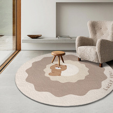 家用仿羊绒圆形地毯客厅卧室床边轻奢沙发茶几法式简约电脑地垫
