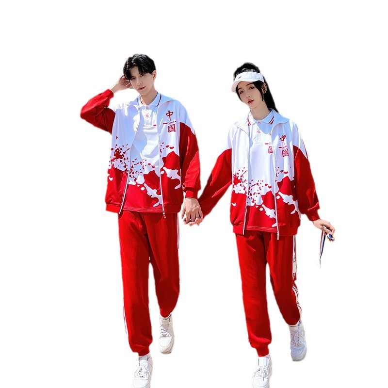 교복 학업 스타일 가을 중국 빨간 코트 게임 개회식 조기 고등학생들이 교복 세트 수행