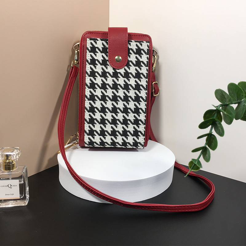 New Phone Bag Ladies Small Purse Vertical Zipper Wallet Korean Style Blue-and-White Striped Double Zipper Large Capacity Crossbody Bag