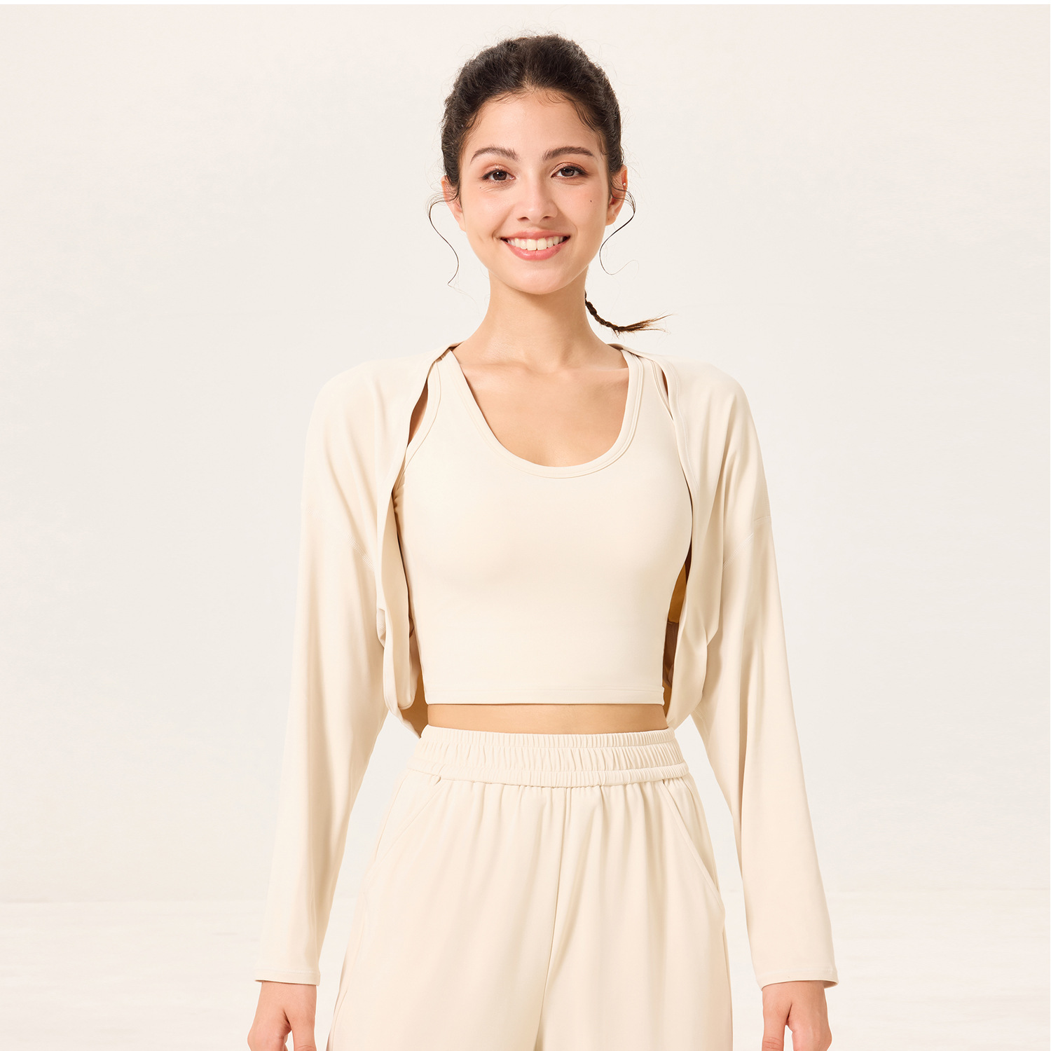 [Precio de un bocado] Yoga delgado de manga larga camisa de alta calidad de mujer chaqueta de yoga casual versátil chaqueta deportiva image 6