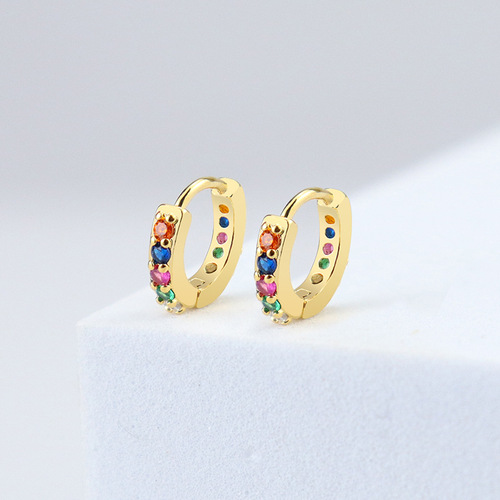 European and American zircon nose ring piercing jewelry copper inlaid zircon nose ring cross-border colorful zirconium piercing products manufacturer direct sales