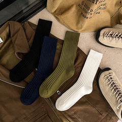 Plusox Streetwear Japanese Retro Socks for Men, Cotton Mid-Calf, Autumn/Winter Thick Knit, Sweat Absorbent Bunchy Socks