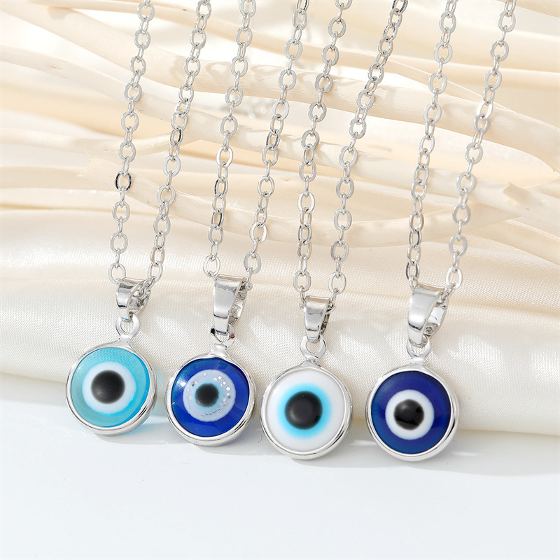 Retro simple color resin Turkish eye necklace demon eye pendant necklace