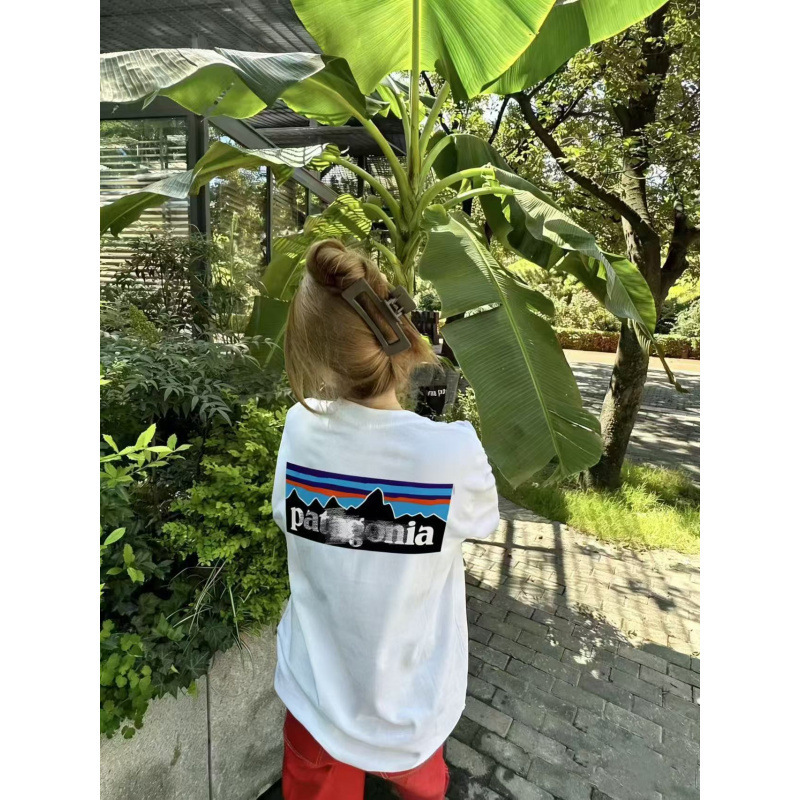 2026 New Patagonia Outdoor Pure Cotton Short-Sleeved T-Shirt, Unisex and Versatile T-Shirt with P-6 Print