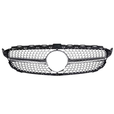 Suitable for 15-18 Mercedes-Benz C-Class W205 Modified with Starry Mesh Vertical Strips W205 Silver Modified Front Grille (Zhongwang) - 15-pieces-of-w205-silver-gypsophila-without-holes