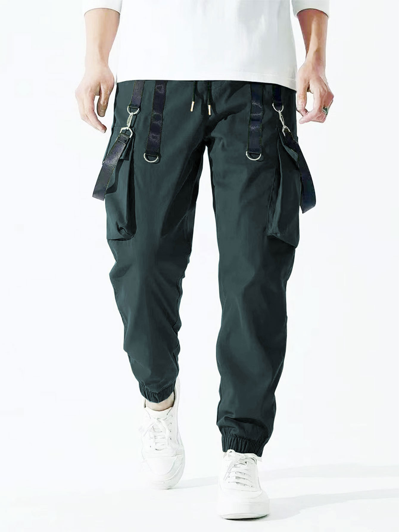 Men's Casual Ribbon Overalls Pants – Drawstring Waist, Loose Fit, Comfortable & Stylish Trousers For Everyday Wear_viptrois.com