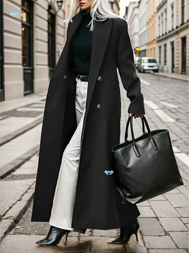 Chic Green Double Breasted Trench Coat