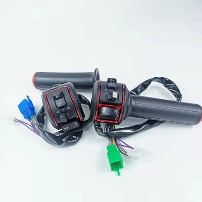 Electric battery car integrated switch speed control handle assembly bare handle change button big cow electric motorcycle electroplating color handle (Other Electric Vehicle Accessories) - red