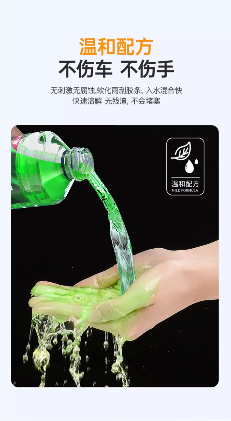 Car-specific glass cleaner, suitable for all seasons, powerful stain and oil film remover, anti-freeze, suitable for temperatures as low as -40 degrees