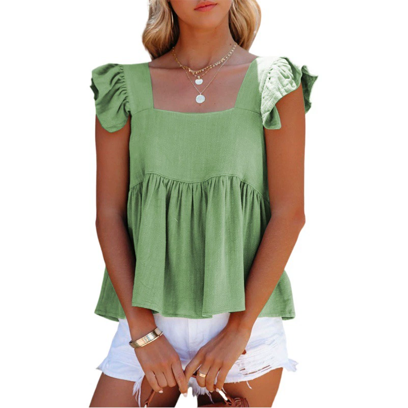 2024 Amazon Летняя новая независимая станция Европейская и американская трансграничная внешняя торговля женская одежда TEMU повседневный удобный квадратный воротник жилет