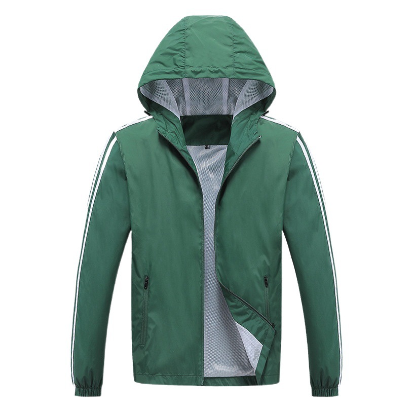 Chaqueta fina transfronteriza de tres rayas para hombre, para primavera y otoño, abrigo cortavientos, cortavientos deportivo informal de doble capa, holgado, de talla grande, a la moda, comercio exterior.