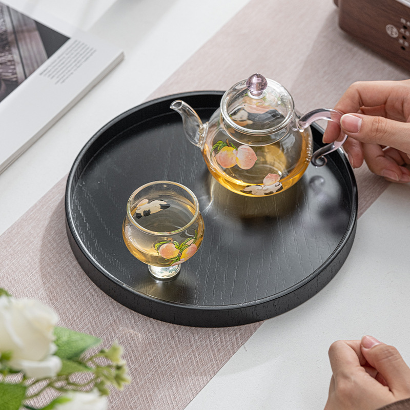 现代简约杯子茶盘家用创意圆形多功能收纳盘咖啡餐具下午点心盘|undefined