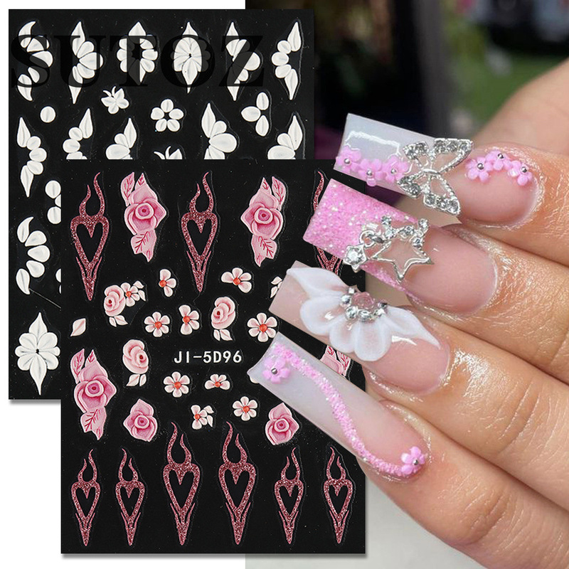 New relief nail stickers winter sweet fresh peach blossom cherry blossom fairy nail back stickers New relief nail stickers winter sweet fresh peach blossom cherry blossom fairy nail back stickers