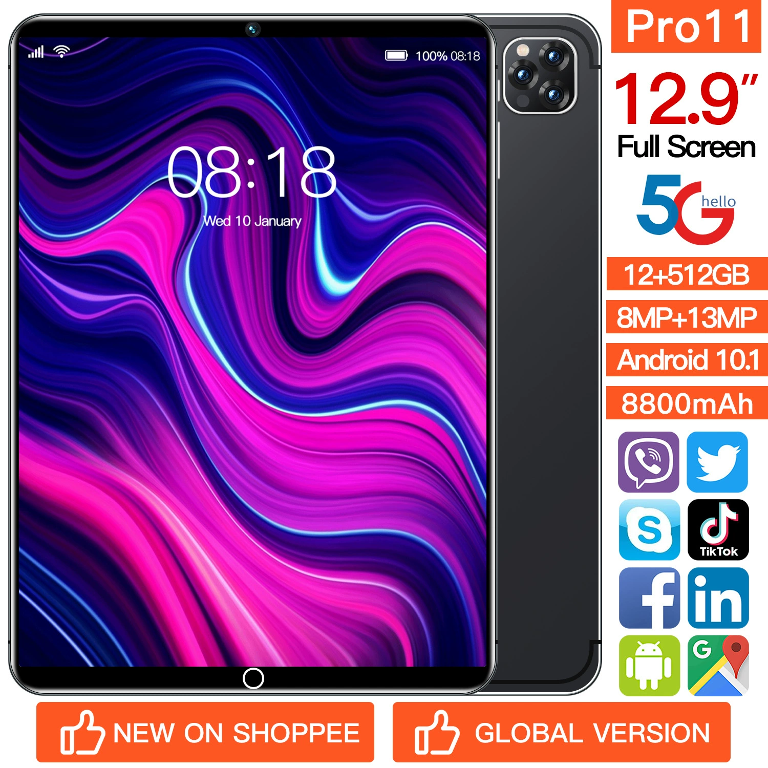 Умный планшет-ноутбук Pro, Intel Core i11, 512 ГБ