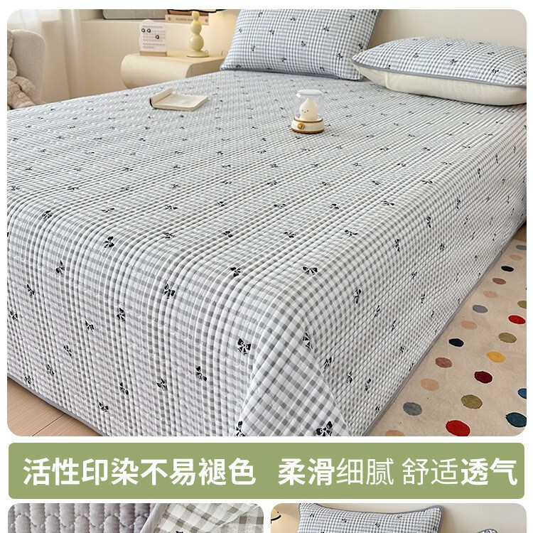 夏季水洗棉床盖单件a类母婴级四季通用榻榻米防滑夹棉床单三件套3|undefined