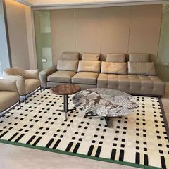 2024 new style French imitation cashmere living room carpet, medieval plaid high-end simple Nordic style bedroom bedside blanket