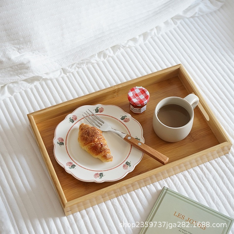 新中式风格长方形木质托盘 家用牛奶红酒托盘 早餐点心木质托盘