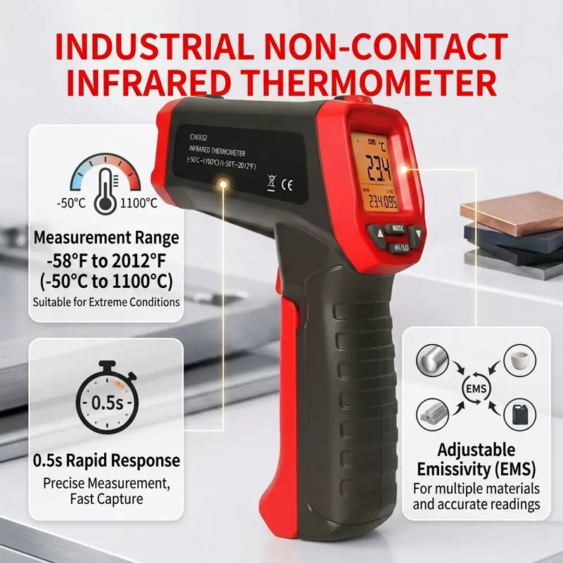 工业非接触高温红外测温仪高精度快速响应发射率可调冶金锅炉适用