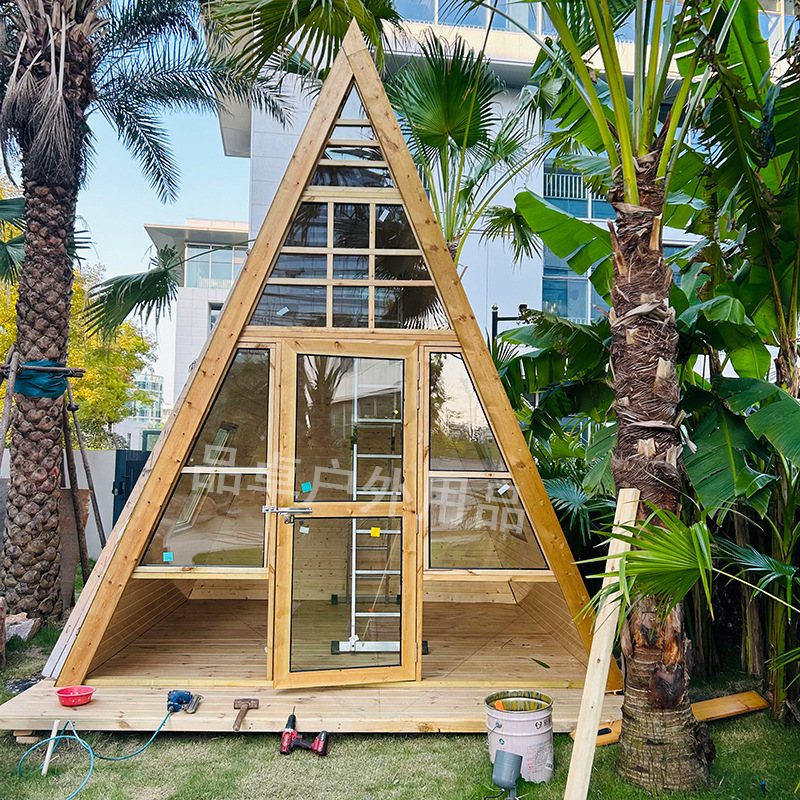 定制移动小木屋户外防腐木别墅田园民宿三角木屋庭院大型景区市集