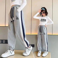 Girls' Athletic Pants Spring and Autumn 2024 New Style Outerwear Long Pants Grey Sweatpants for Girls Autumn Outfit Big Kids Thicker Pants