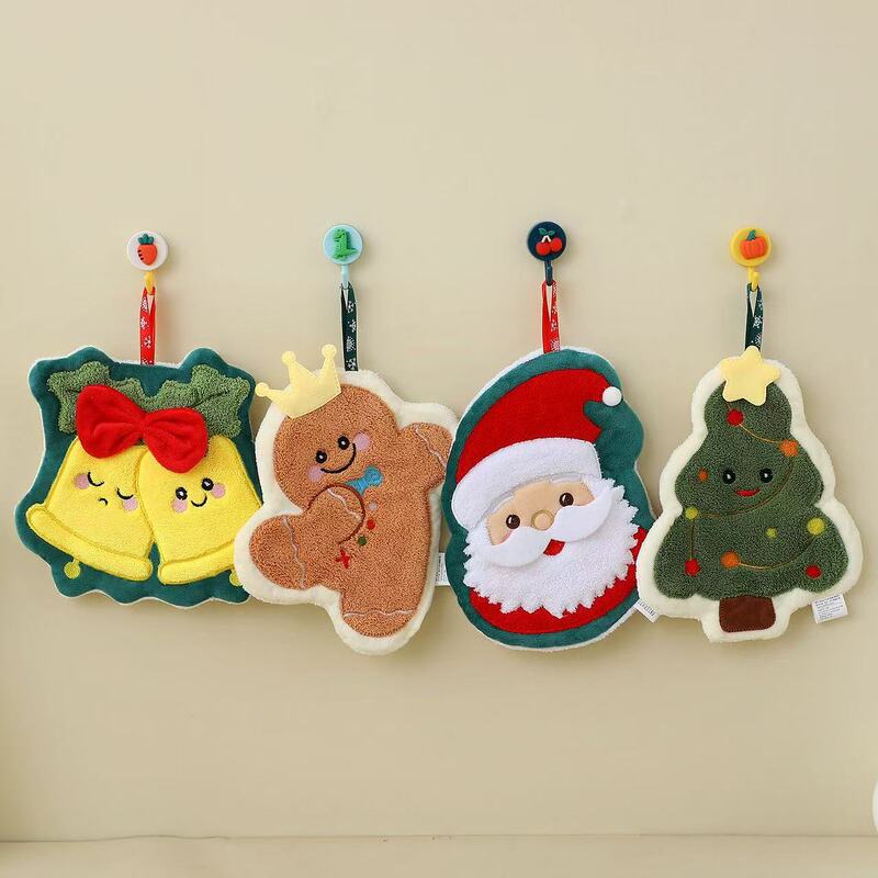 Cross-Border Christmas Hand Towel, Hangable Kitchen and Bathroom Hand Towel, Christmas Style Decoration, Cute and Quick-Drying