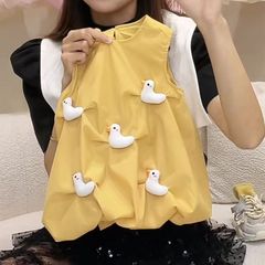 夏季女寶寶可愛鴨子花苞背心裙2024洋氣連衣裙新款無袖裙子