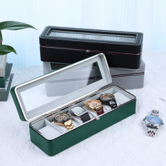 Dr. Dreux 6-Position PU Lined Metal Frame Watch Storage Box with Skylight Watch Display Case