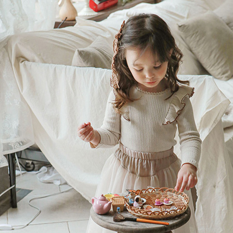 Spring Strawberry Raspberry Korean Children's Clothing Children's Girls Ruffled Sweet Bottoming Shirt T-shirt In Stock