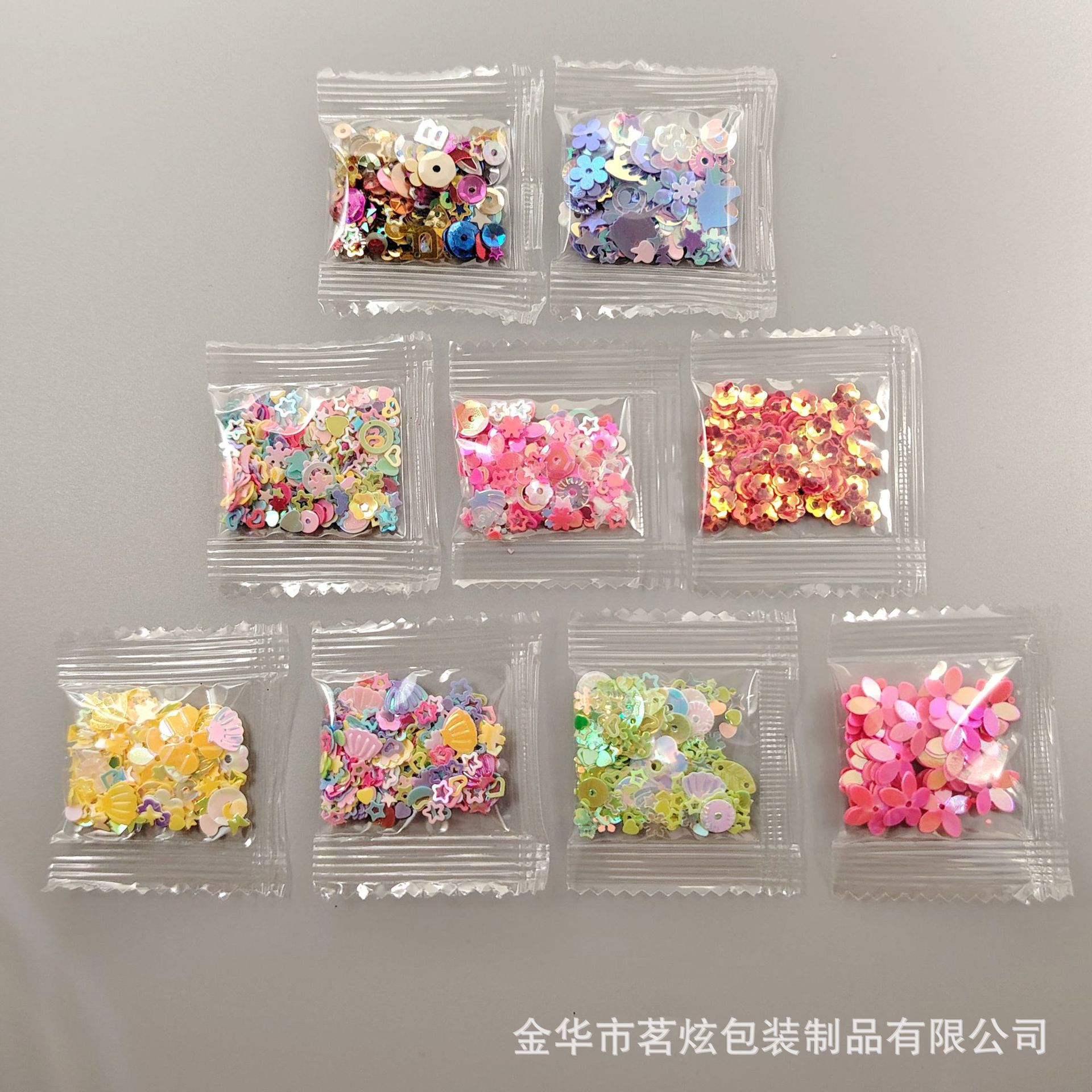 厂家直供手工DIY美甲饰品镭射银亮片异形1克装批发