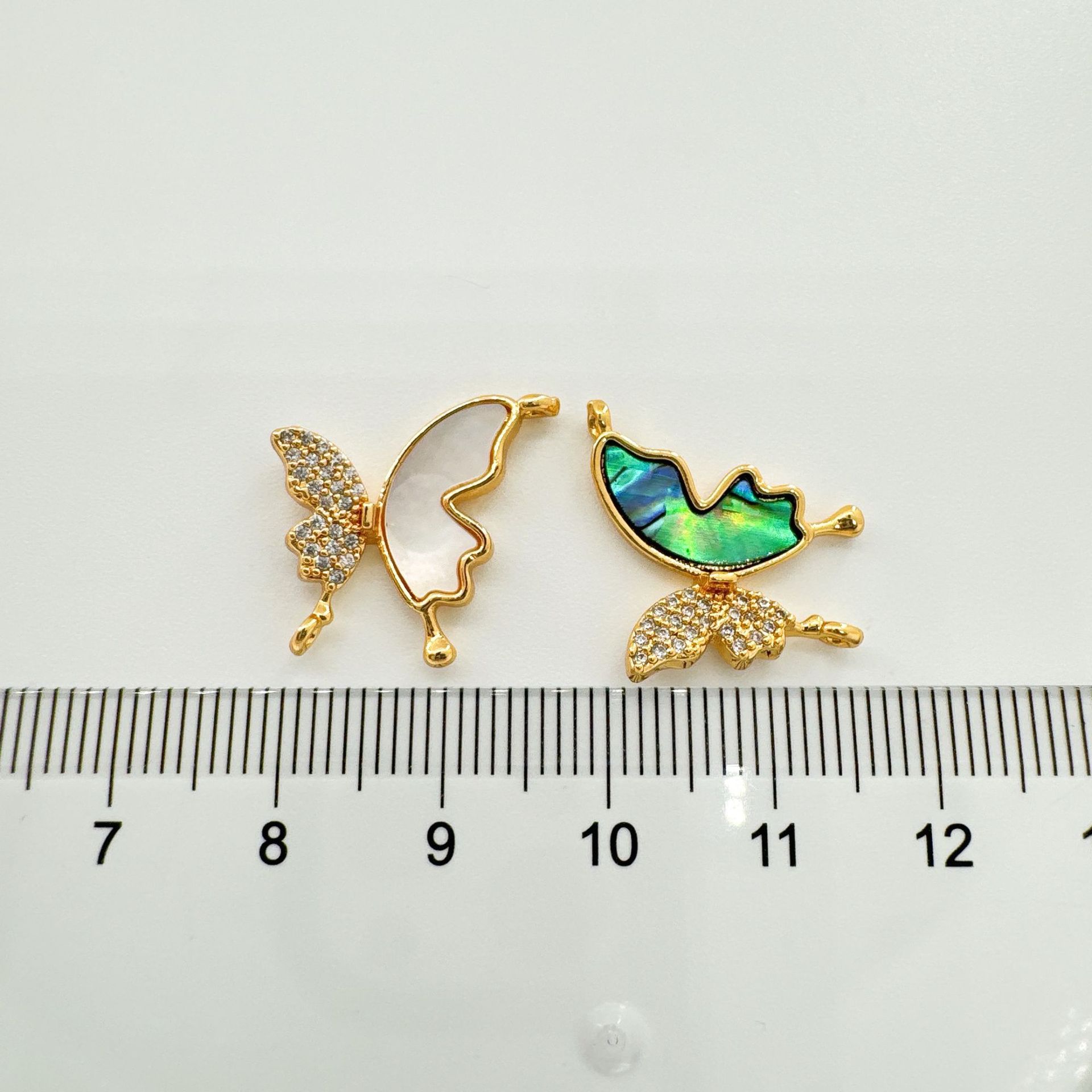 Plating, Inlay Design 1 Piece 22mm Copper Shell Heart Shape Butterfly Pendant