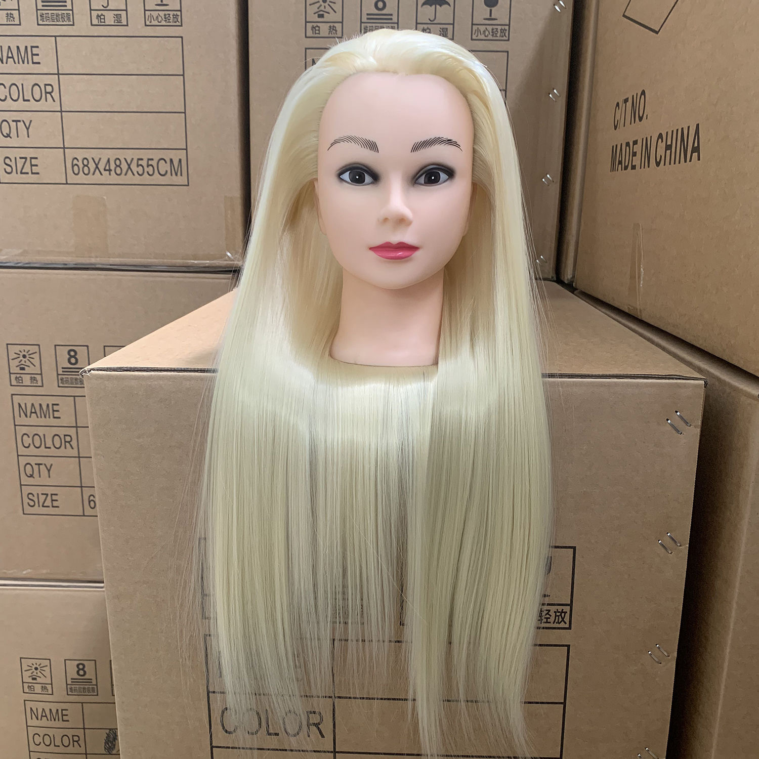 Cabeza de Maniquí para Peluquería de Fibra de Alta Temperatura para Práctica de Peinado y Corte image 10