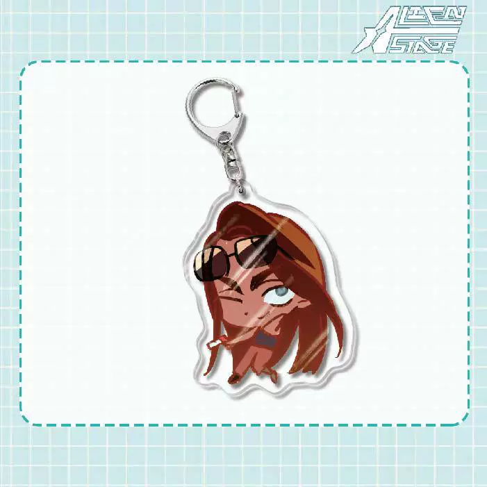 Acrylic keychain (Alien Stage) Mizi Sua, double‑sided 6 cm, metal ring & clasp