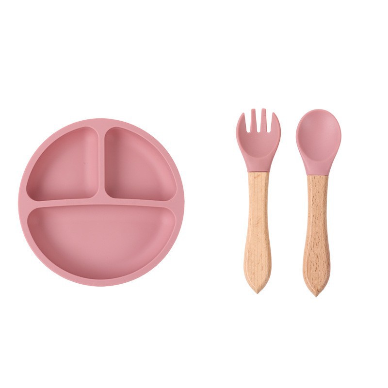 Maternity and Baby Products, Food-Grade Children's Dinner Plates, Silicone Tableware for Infants, Baby Spoons, Suction Cups, Bowls, Complementary Food Plates, Suction Cup Style